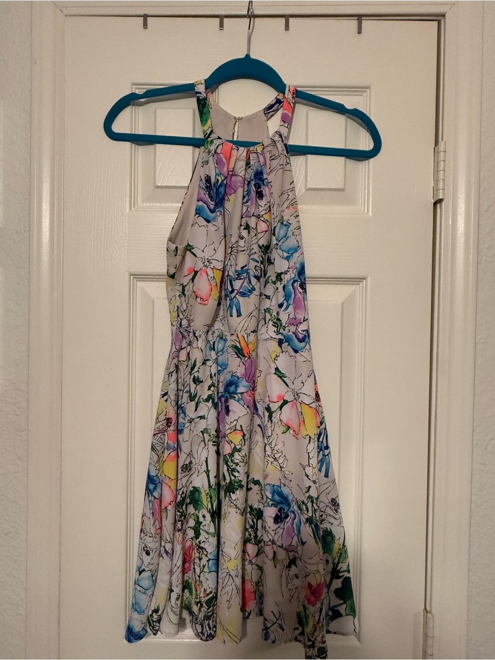 Express Multicolor Floral Halter Dress on White